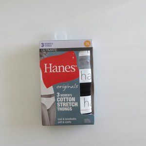 (#Y-2) Women's Hanes Originals Ultimate 3-pack Stretch Cotton Thong Panty